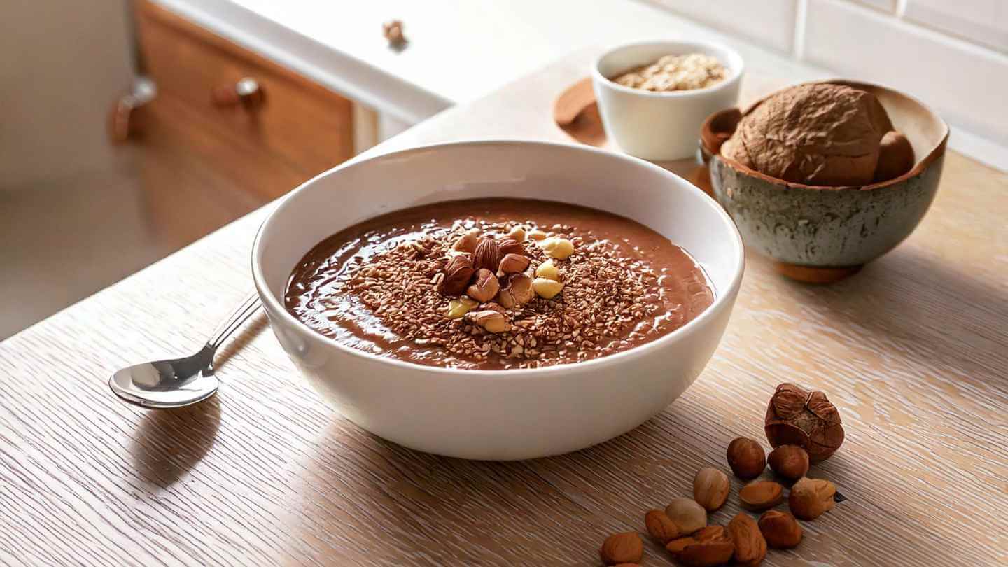 Porridge proteico con crema spalmabile alla nocciola