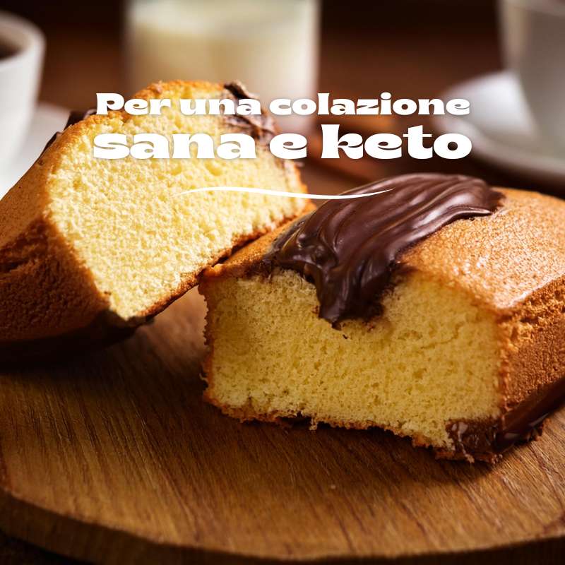 Plumcake keto con base di cioccolato gusto vaniglia adatto alla dieta chetogenica